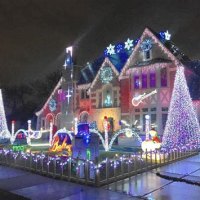 Christmas Light Show On House